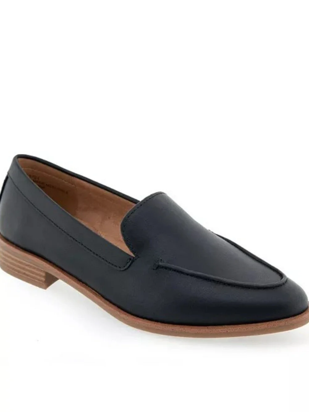 AEROSOLES Black Leather Slip-On Loafers Rounded Point - Size 9